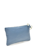 Pochette Elsa celeste in vera pelle