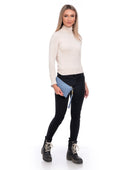 Pochette Elsa celeste in vera pelle