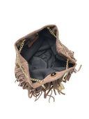 Borsa a tracolla Theresa in pelle naturale color tortora