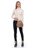 Borsa a tracolla Theresa in pelle naturale color tortora
