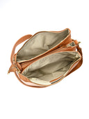 Borsa a tracolla Fabiola, vera pelle color cognac