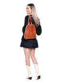 Borse zaino Alice, vera pelle color cognac