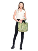 Borsa a mano Yara in vera pelle Verde