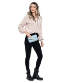 Borsa a tracolla Milena celeste in vera pelle