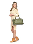 Roberta M Geanta de mana  Bria piele naturala  Verde