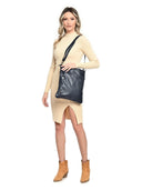 Borsa a tracolla Cleo blu scuro in vera pelle