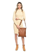 Borsa a tracolla Cleo cognac in vera pelle