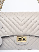 Borsa a tracolla Mathilde, in vera pelle grigia