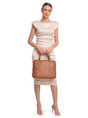 Luisa Vannini Borsa porta PC SIMONA pelle naturale-Cognac