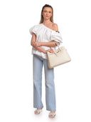 Anna Luchini Borsa Tote ELIANA in vera pelle-Beige