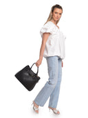 Anna Luchini Borsa Tote ELIANA in pelle naturale-Nero