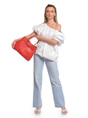 Anna Luchini Borsa Tote ELIANA in pelle naturale-Rosso