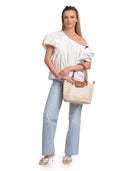 Anna Luchini Borsa a tracolla ADA vera pelle-Beige