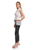 Anna Luchini Borsa messenger CARA in vera pelle-Azzurro