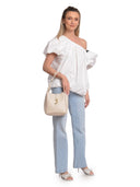 Anna Luchini Borsa a tracolla LOREDANA in vera pelle-Beige