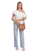 Anna Luchini Borsa a tracolla LOREDANA in vera pelle - Cognac