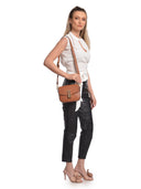 Anna Luchini Borsa messenger CARINA in vera pelle-Cognac