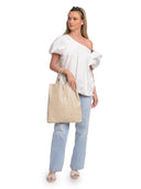 Anna Luchini Borsa Hobo ANASTASIA in pelle naturale-Beige