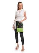 Anna Luchini Geanta de umar CORAL piele naturala-Verde fluo