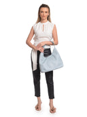 Anna Luchini Borsa a tracolla LUNA in vera pelle-Azzurro