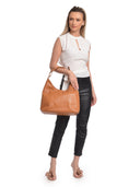 Anna Luchini Borsa a tracolla LUNA in vera pelle - Cognac
