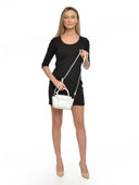 Anna Luchini Borsa messenger SYBILLE in pelle naturale-Bianca