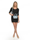 Anna Luchini Borsa a tracolla SYBILLE in vera pelle-Azzurro