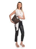 Anna Luchini borsa a mano Silvana pelle naturale-Marrone Scuro