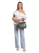 Anna Luchini Borsa a mano Nina in pelle naturale Verde scuro