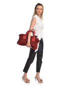 Anna Luchini borsa a mano ELEONORA vera pelle-Rosso