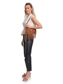 Anna Luchini Borsa a tracolla BIANCA pelle naturale-Cognac