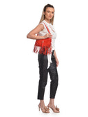 Anna Luchini Borsa a tracolla BIANCA in vera pelle-Rosso