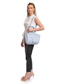 Anna Luchini Borsa a tracolla ERICA in pelle naturale-Azzurro