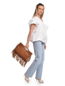 Isabella Rhea borsa a mano DAFINA in vera pelle-Cognac