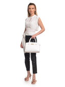 Isabella Rhea Borsa Tote CAMELIA pelle naturale-Bianca
