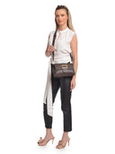 Isabella Rhea Borsa a tracolla DORINA in vera pelle-Marrone Scuro
