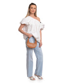 Isabella Rhea Borsa mini HOBO TEREZA in vera pelle-Cognac
