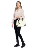 Isabella Rhea Geanta de mana  Livia piele naturala negru/beige