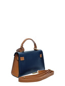 Isabella Rhea Borsa a tracolla IOANA in vera pelle-Blu/cognac