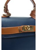 Isabella Rhea Borsa a tracolla IOANA in vera pelle-Blu/cognac