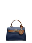 Isabella Rhea Geanta postas IOANA piele naturala-Albastru/coniac