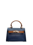 Isabella Rhea Borsa a tracolla IOANA in vera pelle-Blu/cognac