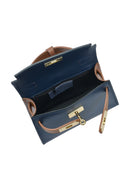 Isabella Rhea Borsa a tracolla IOANA in vera pelle-Blu/cognac