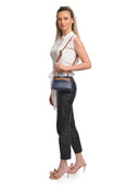 Isabella Rhea Borsa a tracolla IOANA in vera pelle-Blu/cognac