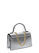 Isabella Rhea Borsa mini con manico SANDRA in vera pelle-Argento
