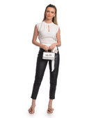 Isabella Rhea Borsa mini con manico SANDRA in vera pelle-Argento
