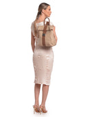 Luisa Vannini Rucsac Henrietta piele naturala Taupe/Maro