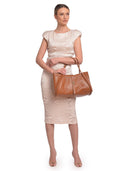 Luisa Vannini Borsa a mano PAULA in pelle naturale-Cognac