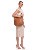 Luisa Vannini borsa Hobo ROXANA in vera pelle-Cognac