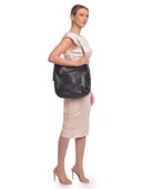 Luisa Vannini borsa a spalla Hobo ROXANA in pelle naturale-Nero